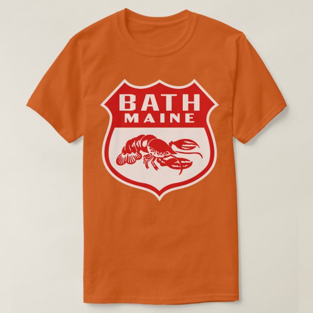 Bath Maine Retro Shield Red T Shirt (Design framsida)