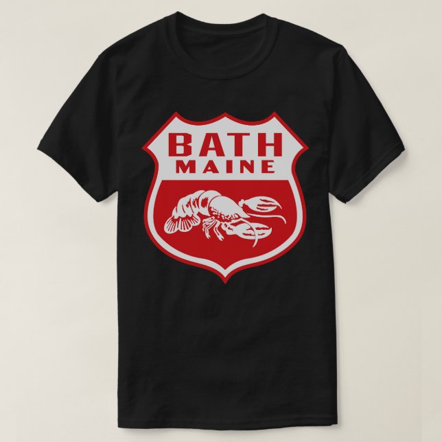 Bath Maine Retro Shield White T Shirt (Design framsida)