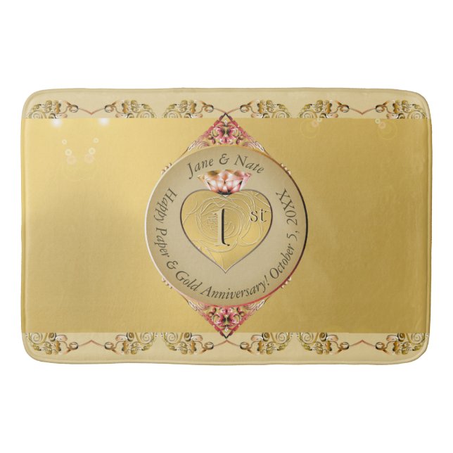 Bath Mat 1:a Bröllop-årsdagen Badrumsmatta (Framsidan)