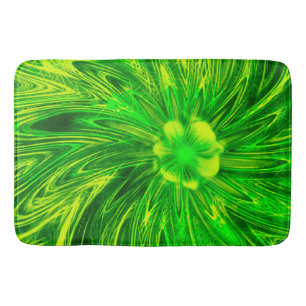Bath Mat Abstrakt Linjer Grönt Flower Badrumsmatta