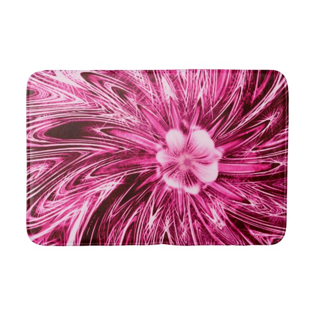 Bath Mat Abstrakt Linjer Lila Flower Badrumsmatta (Framsidan)