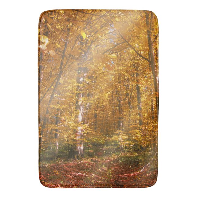 Bath Mat Autumn-skogen Guld Rays Badrumsmatta (Framsidan (Vertikal))