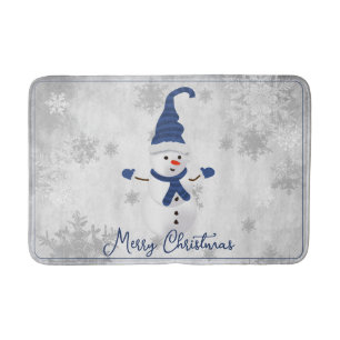 Bath Mat av Blue Cute Snögubbe Helgdag Badrumsmatta