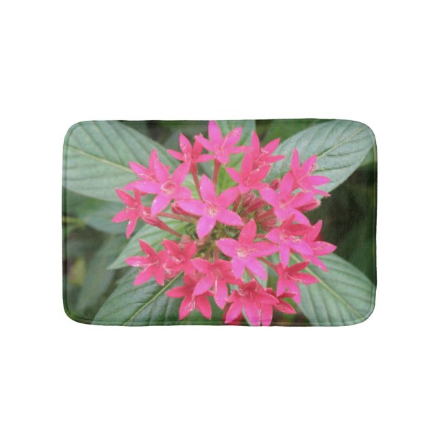 Bath Mat av Bright Rosa Tropical Flowers Badrumsmatta (Framsidan)