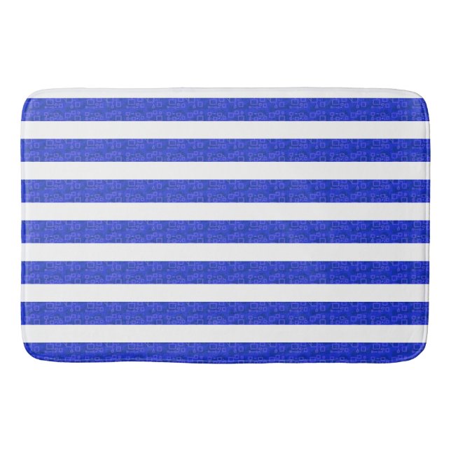 Bath Mat av coola Chic Blue Geometric Rand Badrumsmatta (Framsidan)