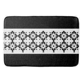 Bath Mat/Black and White Blommigt Shapes Badrumsmatta