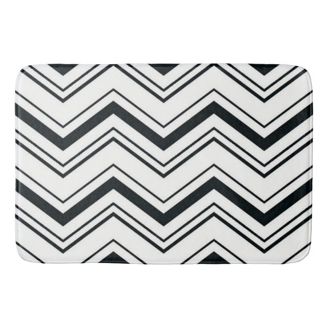 Bath Mat/Black och White Zig Zags Badrumsmatta (Framsidan)