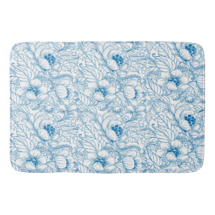 Bath Mat Blommigt Blue Badrumsmatta