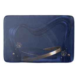 Bath Mat-Blommigt för blå våg Badrumsmatta