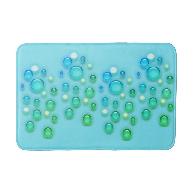 Bath Mat - Blue and Grönt Bubbles on Aqua Badrumsmatta (Framsidan)