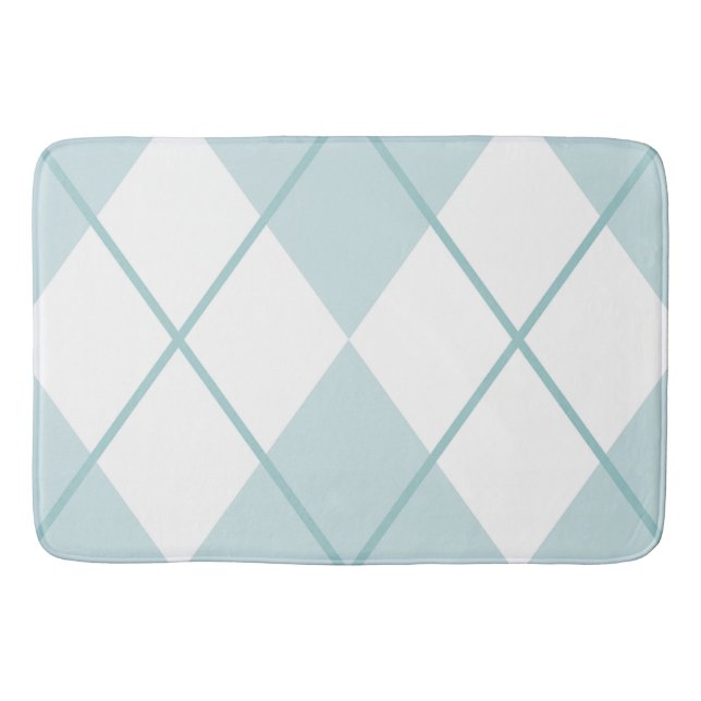Bath Mat/Blue och White Play Diamond Mönster Badrumsmatta (Framsidan)