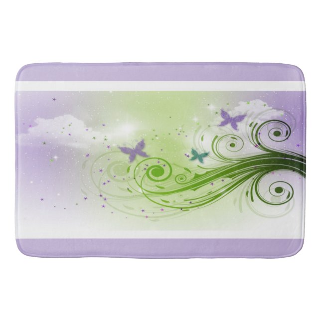 Bath Mat/Butterflies, Swirls and Clouds Badrumsmatta (Framsidan)