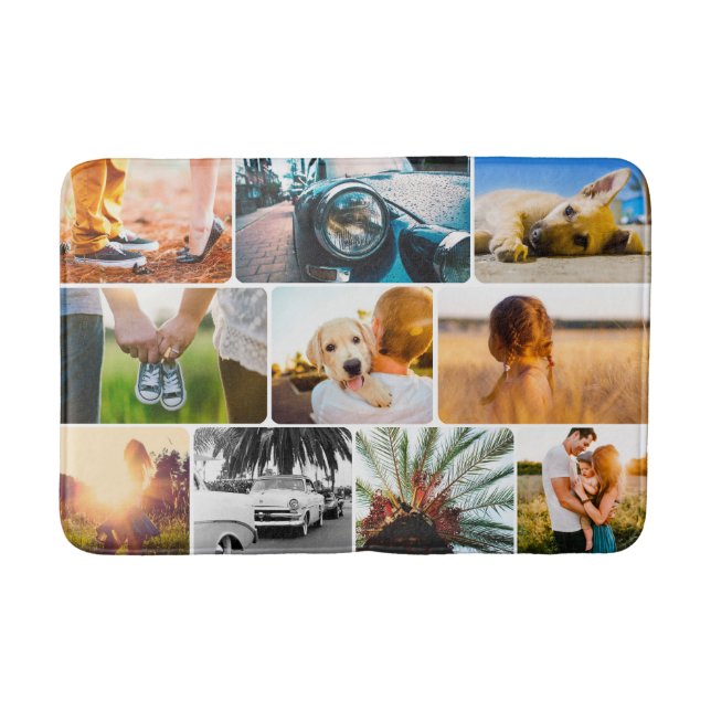Bath Mat din 10 Photo Round Collage White Badrumsmatta (Framsidan)
