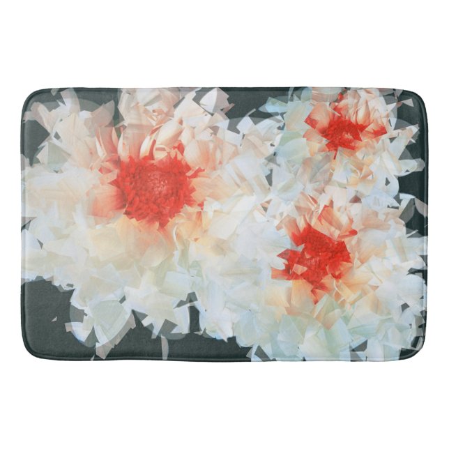 Bath Mat Flowers White Black Cubist Badrumsmatta (Framsidan)
