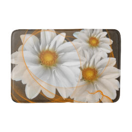 Bath Mat Flowers White Black Orange Badrumsmatta