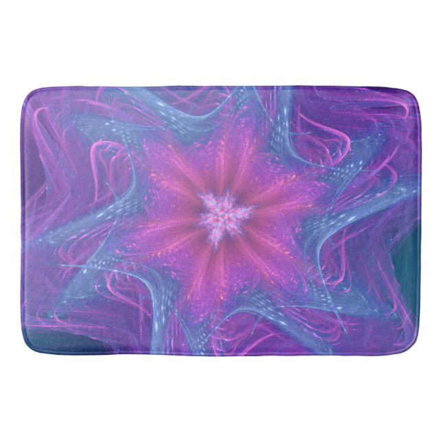 Bath Mat Fractal Flikvätt Cyan Palette Badrumsmatta (Framsidan)