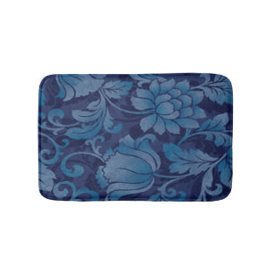 Bath Mat, grym blå Blommigt Badrumsmatta
