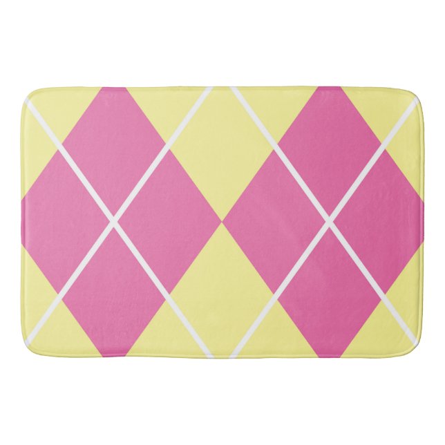 Bath Mat/Gult och Rosa Diamond Mönster Badrumsmatta (Framsidan)
