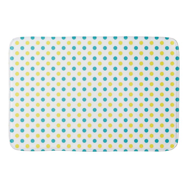 Bath Mat/Gult & Teal Polka dots Badrumsmatta (Framsidan)