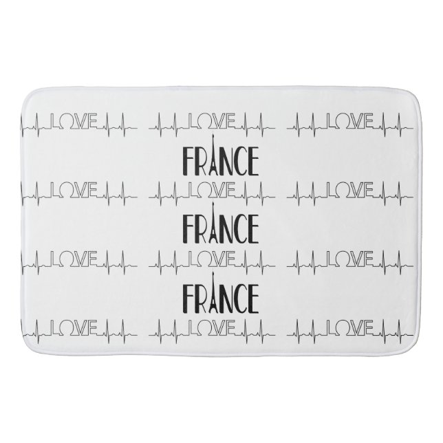 Bath Mat Kärlek Frankrike Black White Badrumsmatta (Framsidan)