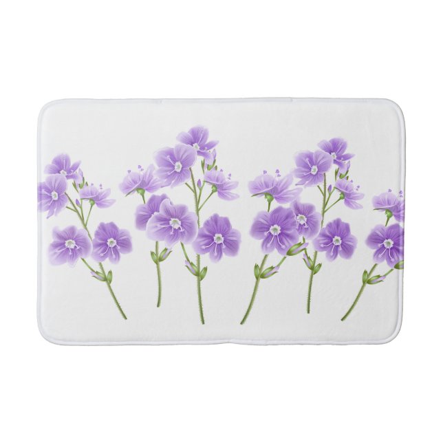 Bath Mat-Lila Wildblommor Badrumsmatta (Framsidan)