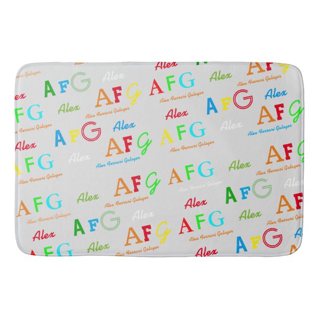 Bath Mat med färg (Namn & Initialer) Badrumsmatta (Framsidan)