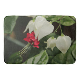 Bath Mat Red White Grönt Flower Badrumsmatta