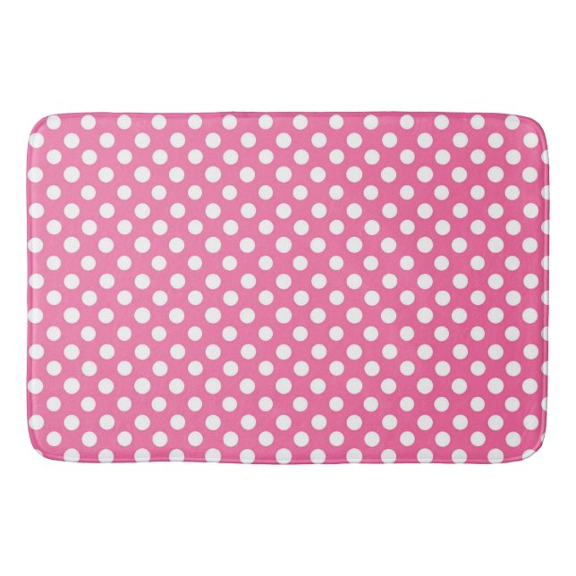 Bath Mat/Rosa & White Polka dots Badrumsmatta (Framsidan)