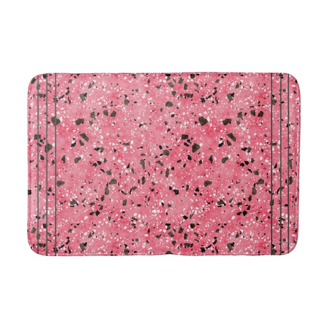 Bath Mat Terrazzo Golv (Rosa och svart) Badrumsmatta (Framsidan)