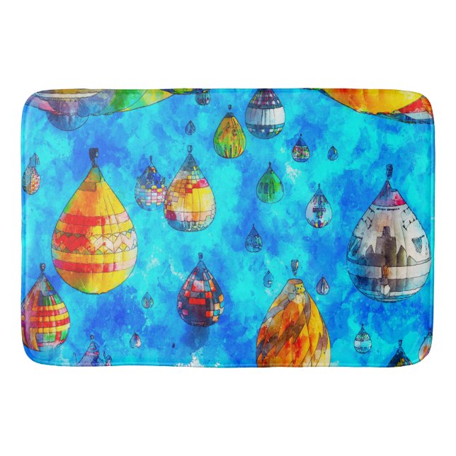 Bath Mat Watercolor Art Art-Luftballonger Badrumsmatta (Framsidan)