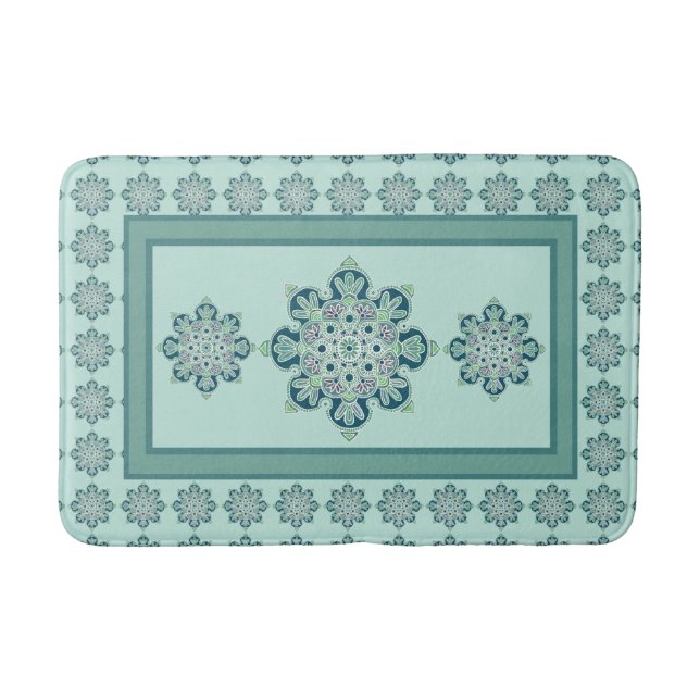 Bath Mat with Grönt Medallion design Badrumsmatta (Framsidan)