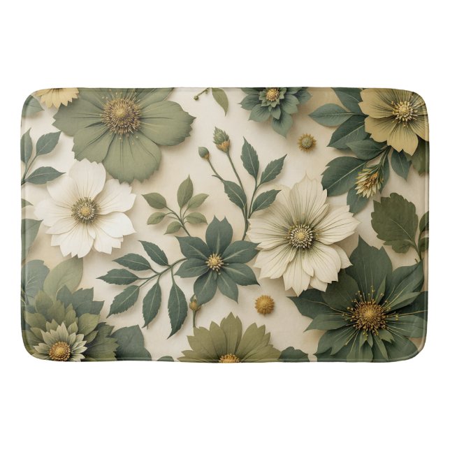 Bath Mats & Rugs green flowers pattern  Badrumsmatta (Framsidan)
