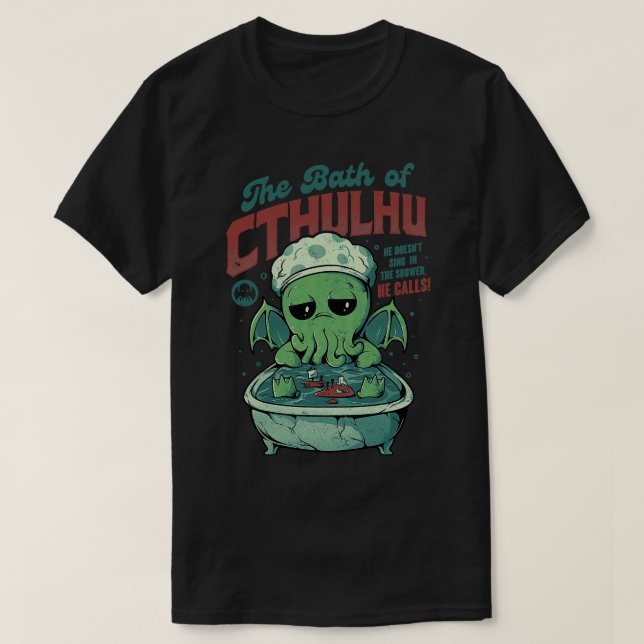 Bath of Cthulhu Funny Horror Monster Gift 1 T Shirt (Design framsida)
