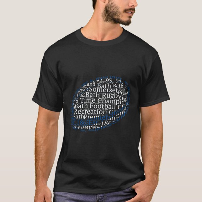 Bath Rugby Union Fläkt Rugby Boll Ord Cloud Engels T Shirt (Framsida)