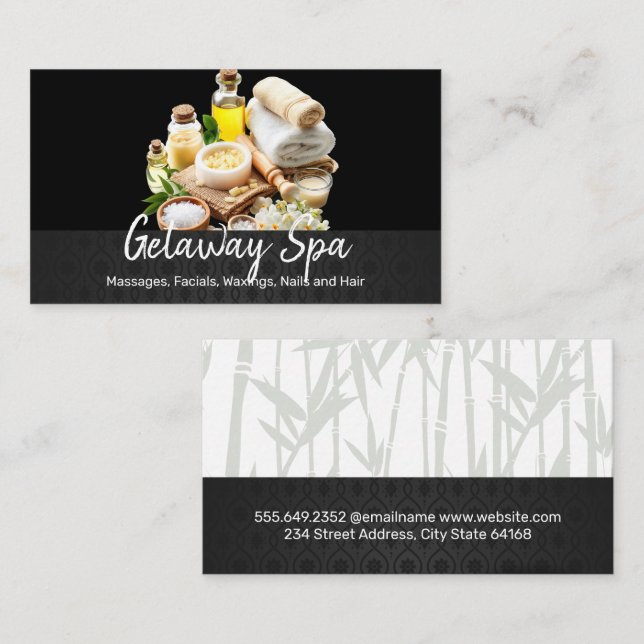 Bath Salts and Oils Day Spa | Bambu Bakgrund Tidsbeställning Kort (Fram/baksida)