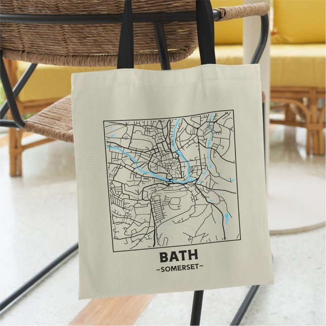 Bath, Somerset City Map Tote Bag Tygkasse (Skapare uppladdad)