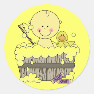 Bath Time Boy Tshirts och Gifts Runt Klistermärke