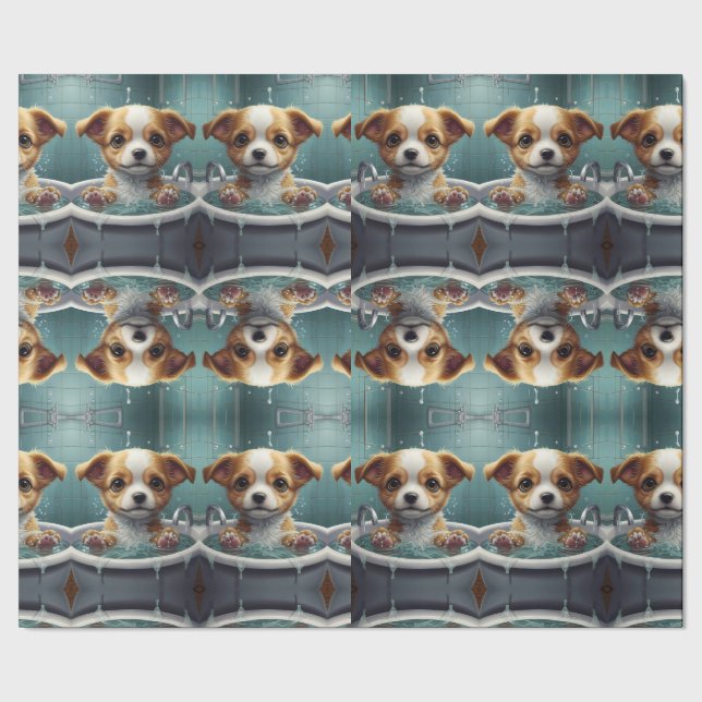 Bath-time Buddies-djur i ett bad Presentpapper (Söm)