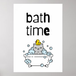 Bath Time Cute Kawaii Bathtub Poster