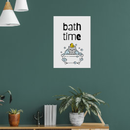 Bath Time Cute Kawaii Bathtub Poster