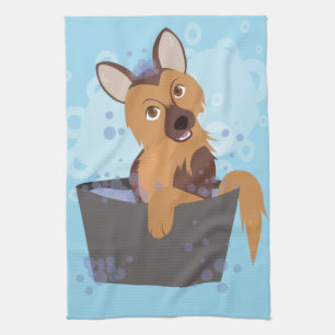 Bath Time Puppy Kökshandduk