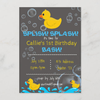 Bath Time Rubber Ducky Birthday-inbjudan Inbjudningar