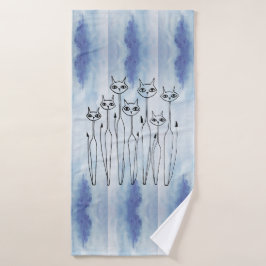 Bath Towel (Handdragna katter)