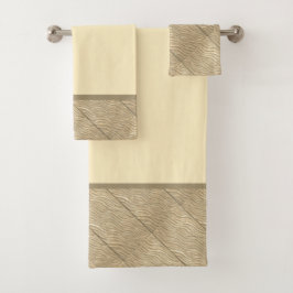 Bath Towel med trim guld vatten mönster