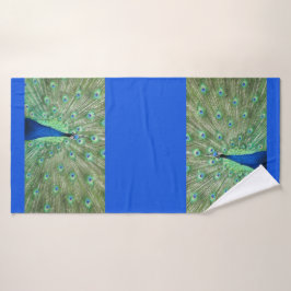 Bath Towel - Peacock på Royal Blue