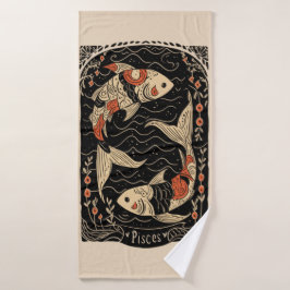 Bath Towel Pisces Celestial Zodiac Art