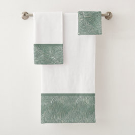 Bath Towel set Green water print