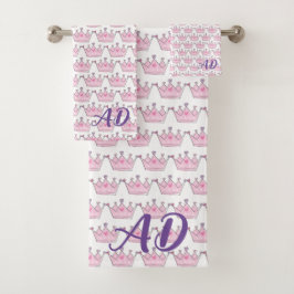 Bath Towel & Washcloth, Girl, Princess, Monogram