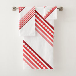 Bath Towels - Shades of Red Diagonal Rand
