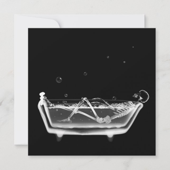 Bath Tub X-Ray Skeleton Black & White Inbjudningar (Framsida)